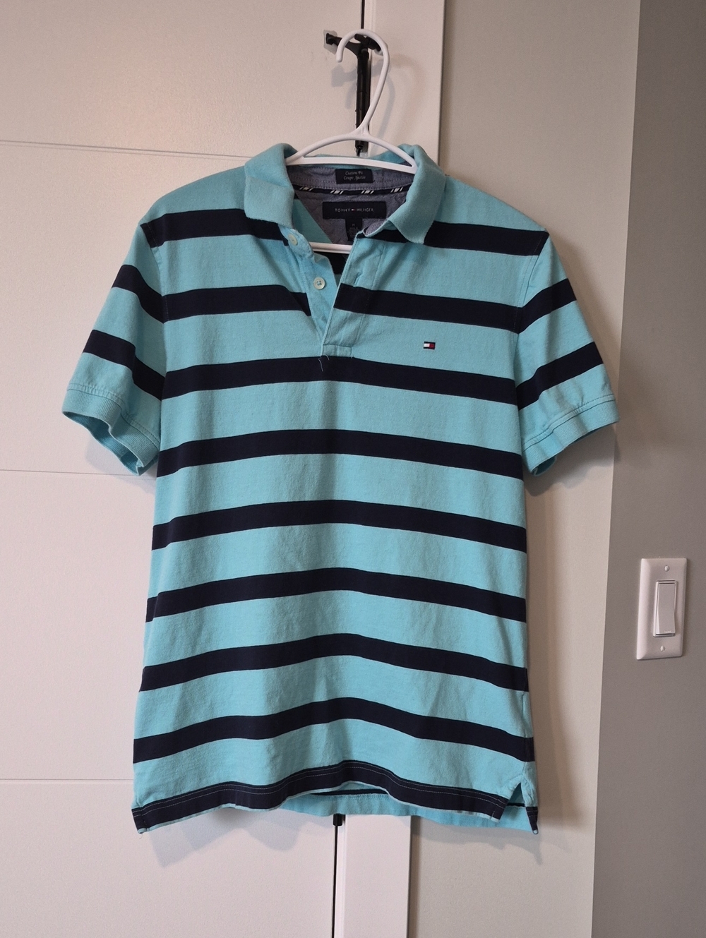 Tommy Hilfiger Aqua & Navy Horizontal Stripe Polo